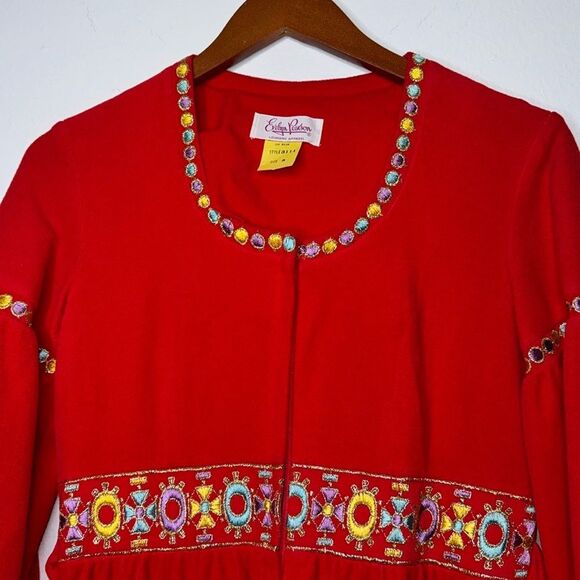 Evelyn Pearson Vintage Embroidered Lounge Robe Size 8 - Picture 3 of 8